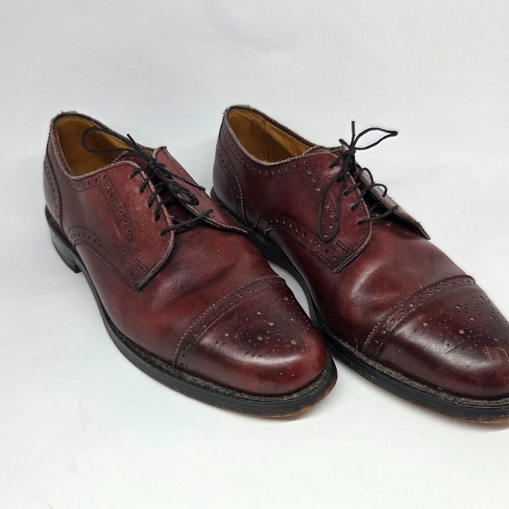 Allen Edmonds "LEXINGTON" Mens Brown Leather Brogue Captoe Derbys Size US 10 D